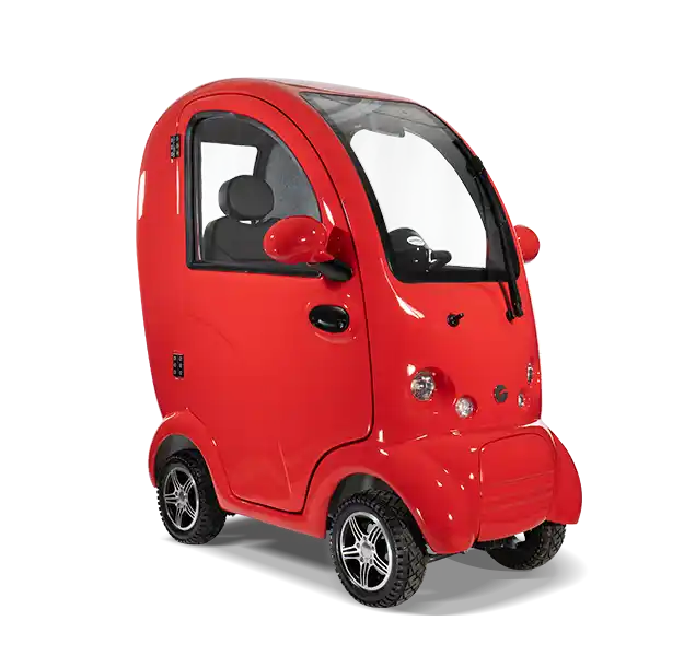 Red enclosed mobility scooter