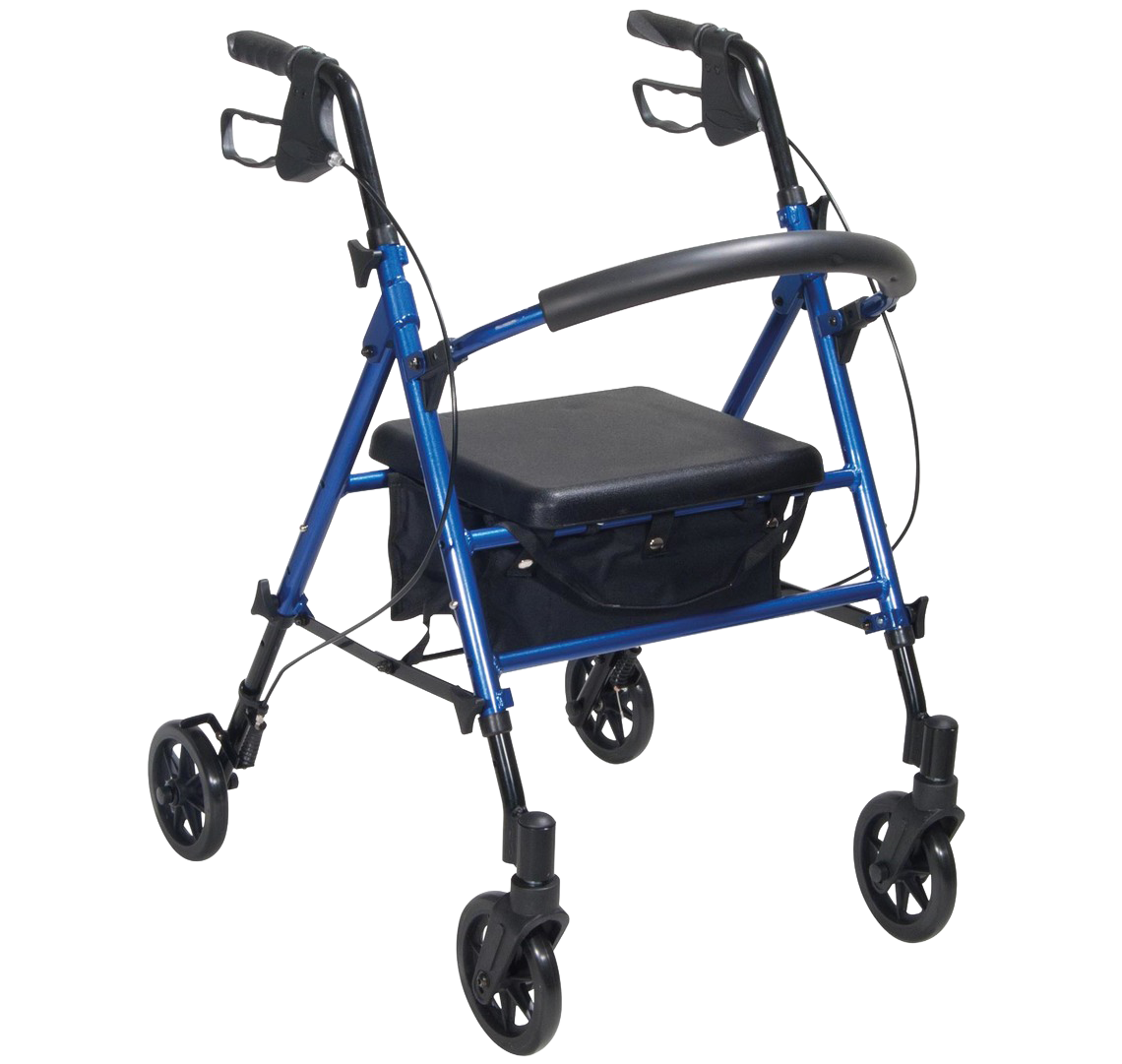 Blue and black rollator